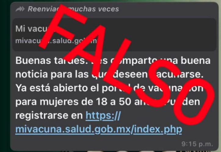 Falso que registro para vacuna covid esté abierto para toda la población. Solo embarazadas y mayores de 50.