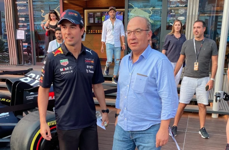 Presencia de Felipe Calderón en triunfo de Checo Pérez genera críticas en redes sociales