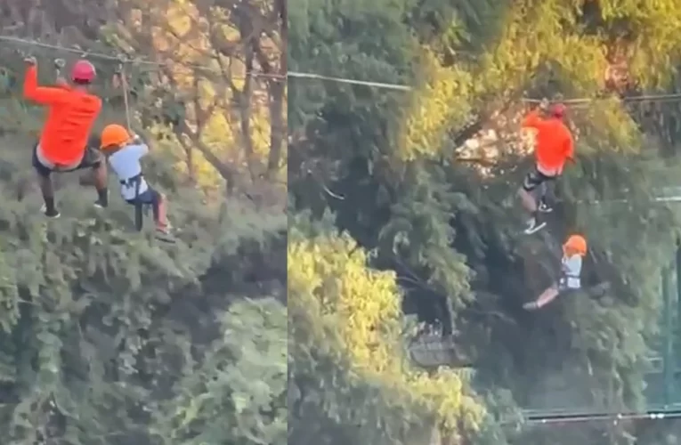 VIDEO: Menor cae de una tirolesa del Parque Fundidora, ubicado en Monterrey Nuevo León