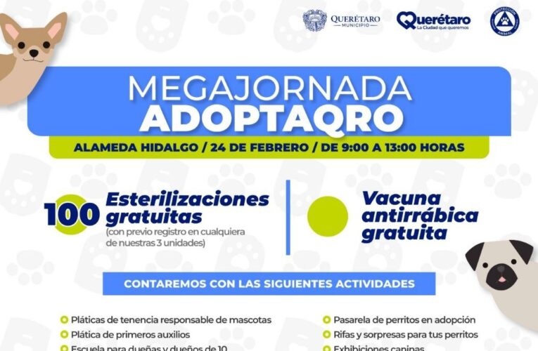 Se llevará a cabo la Megajornada AdoptaQro en la Alameda Hidalgo