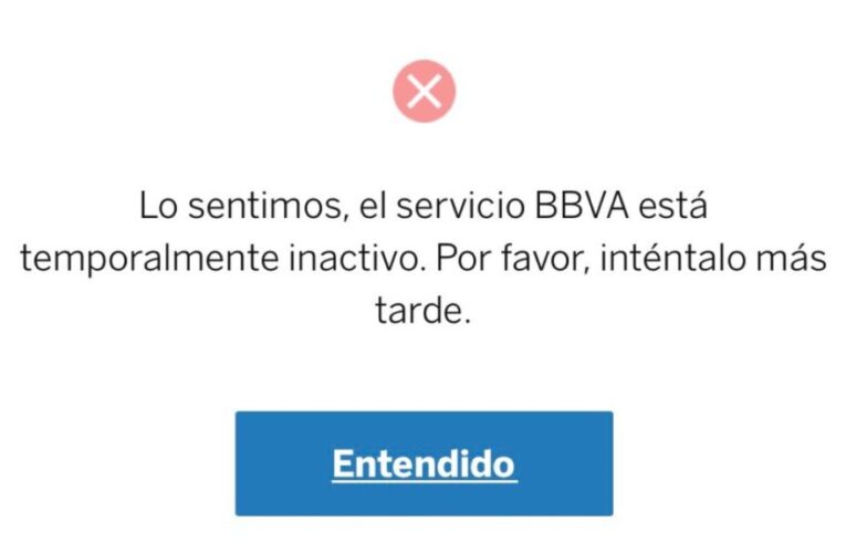 Reportan caída en la banca digital de BBVA