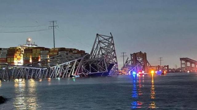 Reportan caída del puente Francis Scott Rey en Baltimore
