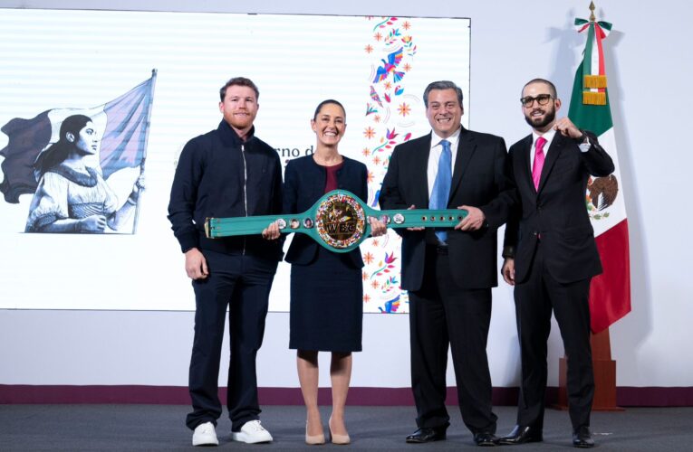 PRESIDENTA CLAUDIA SHEINBAUM ANUNCIA, EN COMPAÑÍA DEL “CANELO”, PRÓXIMA CLASE DE BOX MÁS GRANDE DEL MUNDO EL 6 DE ABRIL DE 2025