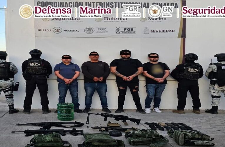 Detienen en Culiacán a cuatro integrantes de célula criminal vinculada al Cártel de Sinaloa