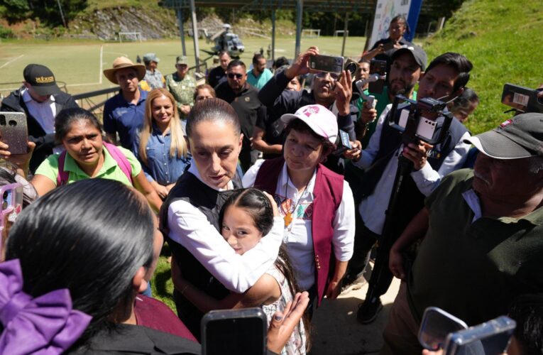 Claudia Sheinbaum recorre Pinal de Amoles y reitera apoyo total a familias afectadas por lluvias 🌧️