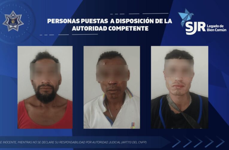 Detienen en SJR a tres hombres tras incendio de pastizal; les hallan droga y armas blancas