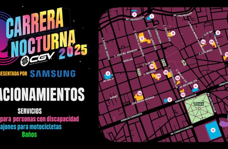 Facilitan acceso al Centro Histórico con 19 estacionamientos para la Carrera Nocturna 🏃‍♀️🌃