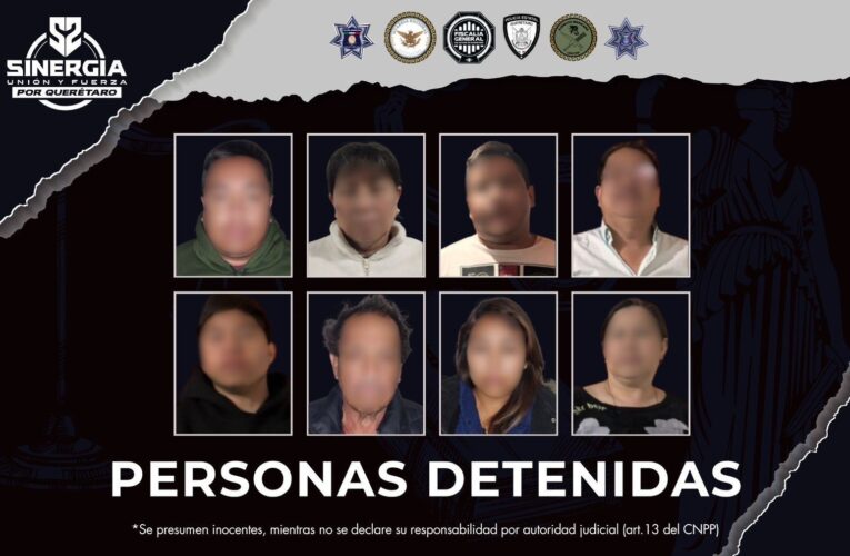 Operativos de Sinergia en Ezequiel Montes y Tequisquiapan dejan 8 detenidos y dos propiedades aseguradas