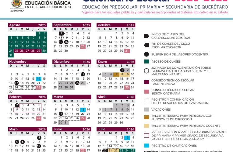 Último día de clases en Querétaro será el 17 de julio de 2026, confirma la SEDEQ.